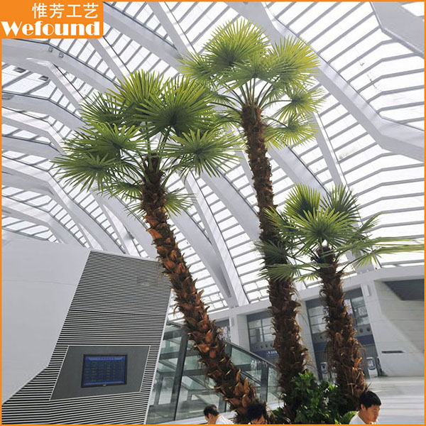 PT1535_artificial fan palm tree for airport,train station,bus station decoration