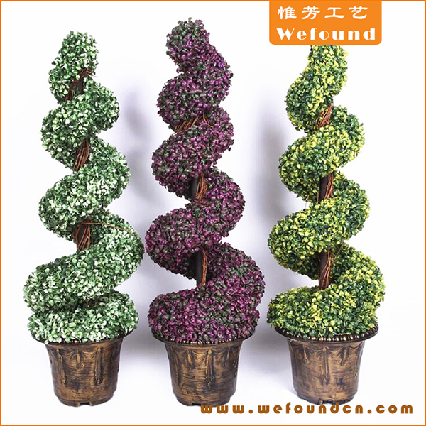 Artificial ornamental plants boxwood topiary spiral tree for decoration